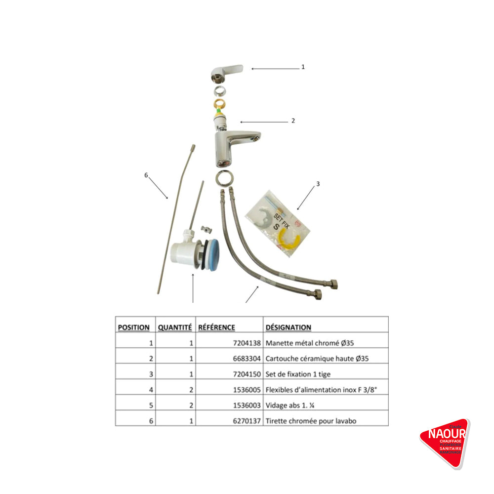 ALTERNA - Mitigeur lavabo Mezzo 3 C2- Pose incluse