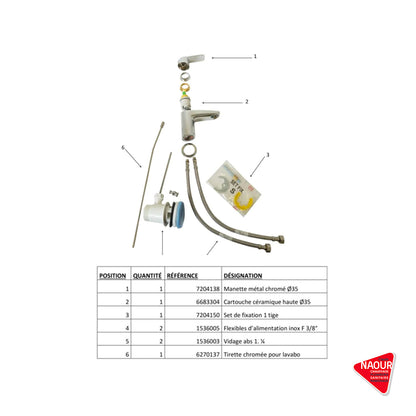 ALTERNA - Mitigeur lavabo Mezzo 3 C2- Pose incluse