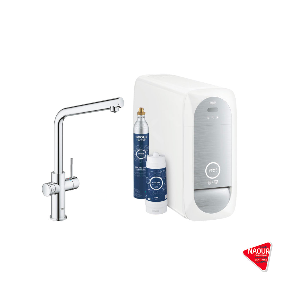 GROHE - Mitigeur évier Bec L Blue home - Eau potable eau gzaeuse - Pose incluse