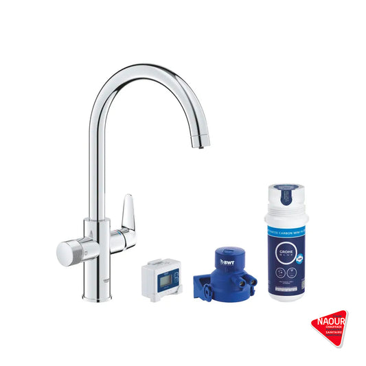 GROHE - Mitigeur de cuisine  avec eau potable chromé Blue pure startcurve - Pose incluse