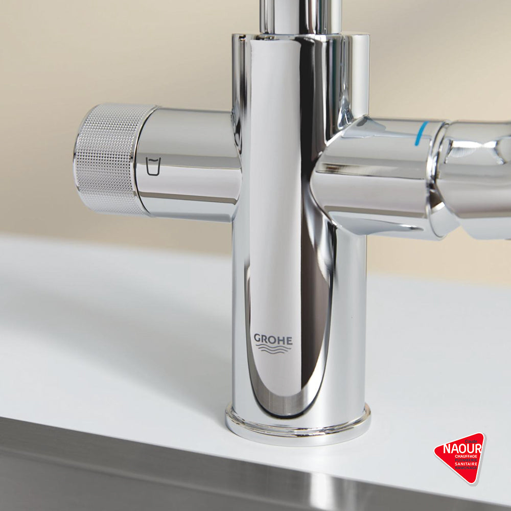 GROHE - Mitigeur de cuisine  avec eau potable chromé Blue pure startcurve - Pose incluse