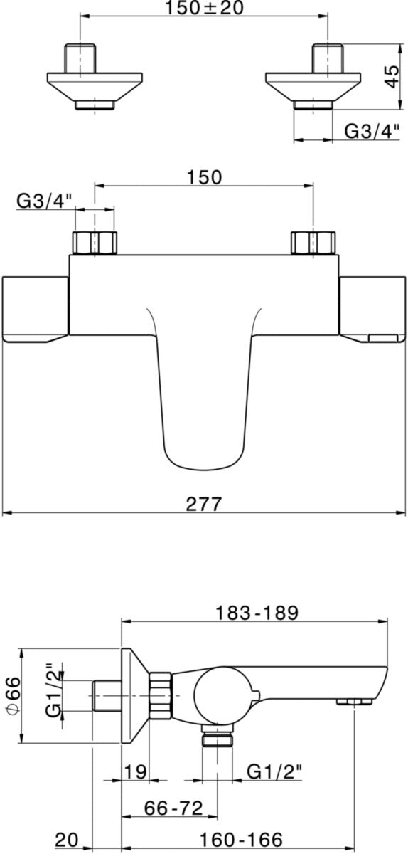 Alterna - Mitigeur thermostatique bain/douche Concerto 3 - Pose incluse