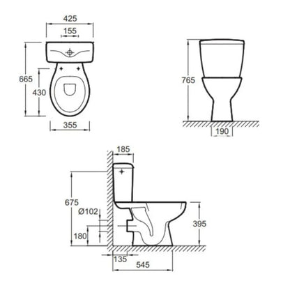 JACOB DELAFON  - Pack WC EOLIA réservoir avec mécanisme 3/6 litres sortie horizontale - blanc - Pose incluse