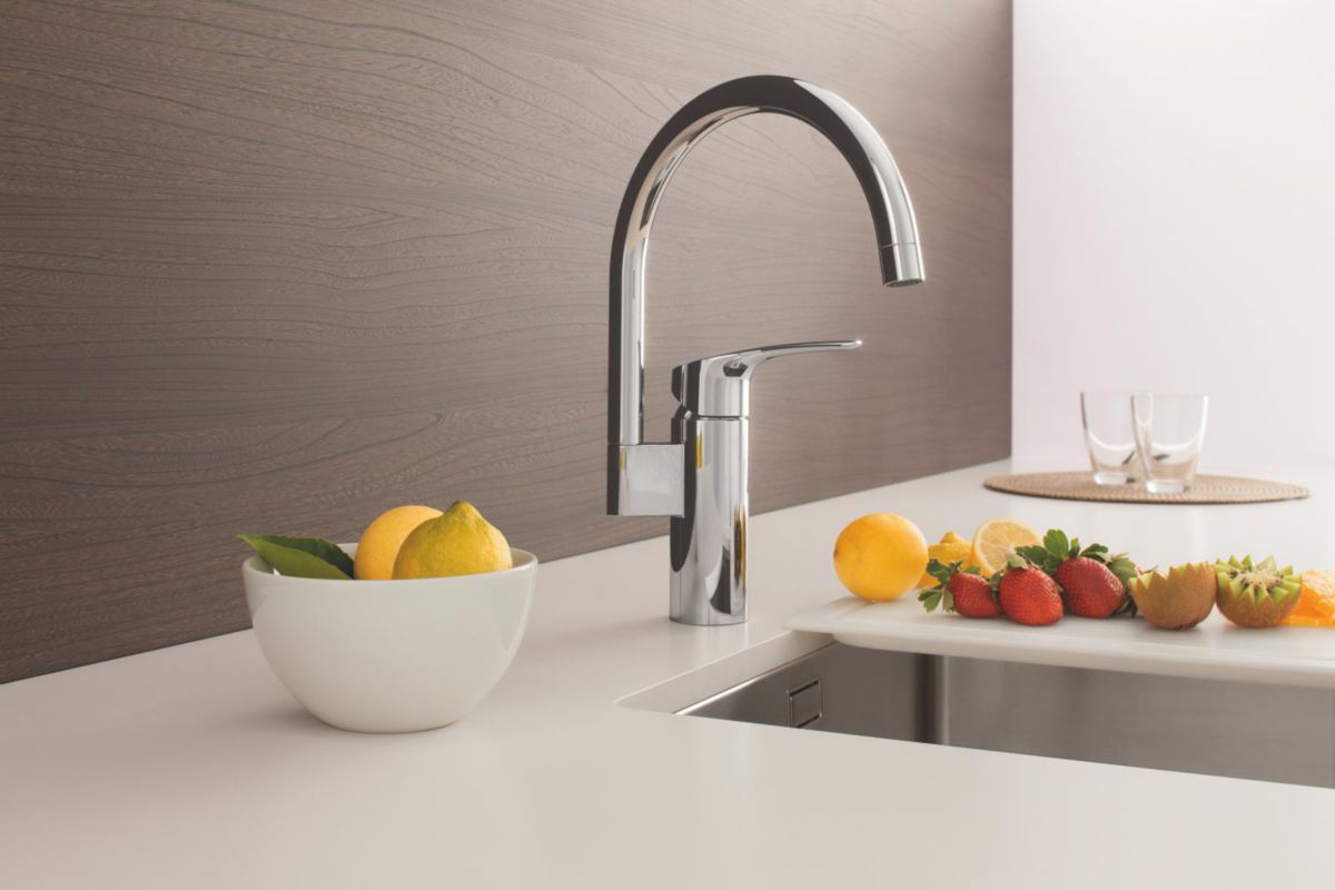 GROHE - Mitigeur monocommande évier chromé Eurosmart - Pose incluse